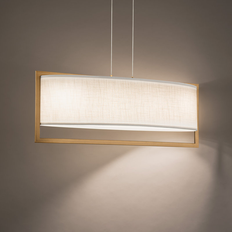 Park Avenue Aged Brass LED Drum Pendant with Fabric Shade