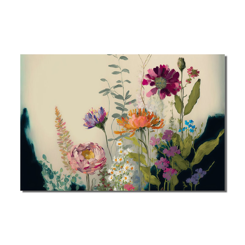 «Painted Blossoming Wildflowers I», art mural floral