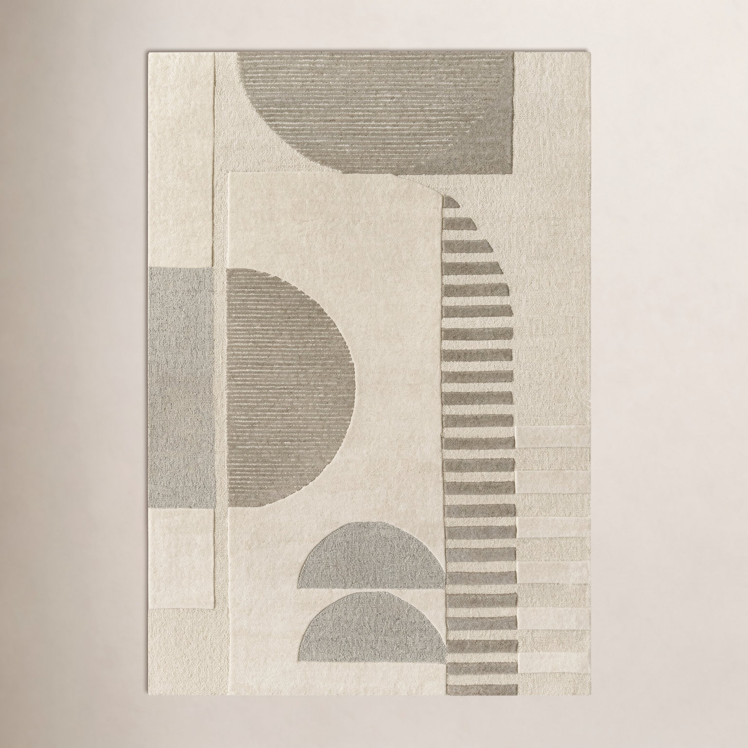 Hand-Woven Geometric Cream Rug, Rectangle 2' x 3'