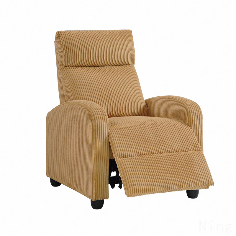 Fauteuil inclinable jaune moderne en velours côtelé doux - Structure en bois massif, meubles de salon, Jaune