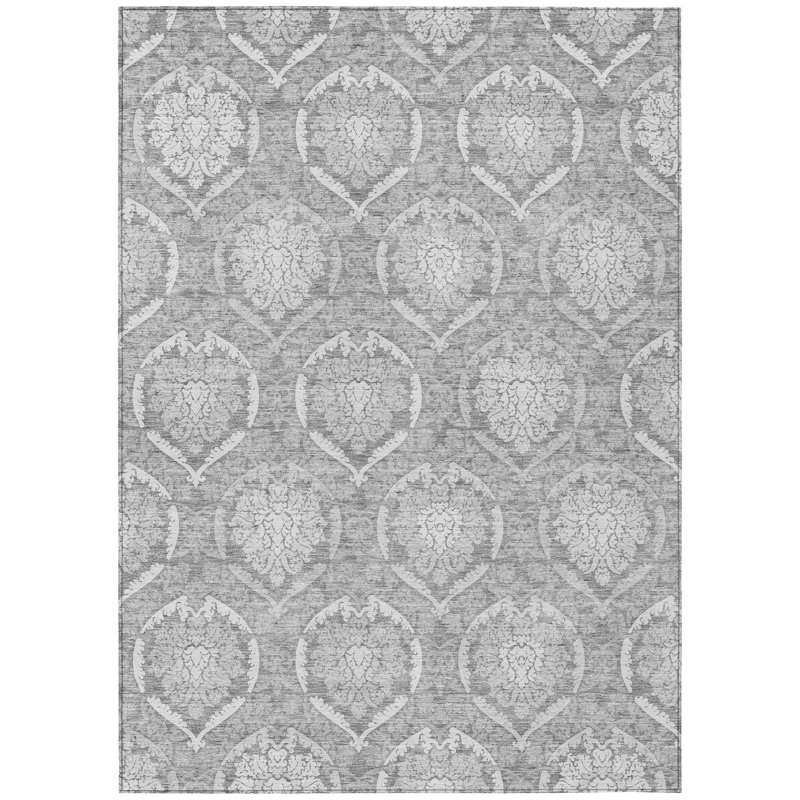 Shoma Washable Damask Indoor / Outdoor Rug, Rectangle 5' x 7'6"