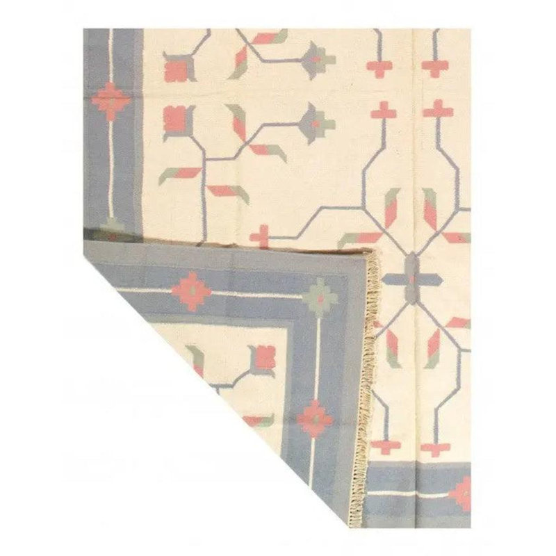 Tapis oriental beige / gris / rouge en coton / laine 9 pi 7 po x 12 pi 7 po Wesam