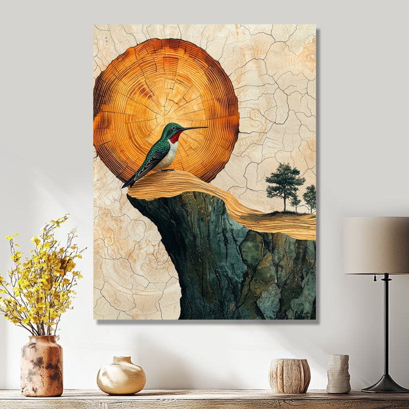 Hummingbird Into Wood Forest Quest I - impression de colibri, H 20 po x l 12 po