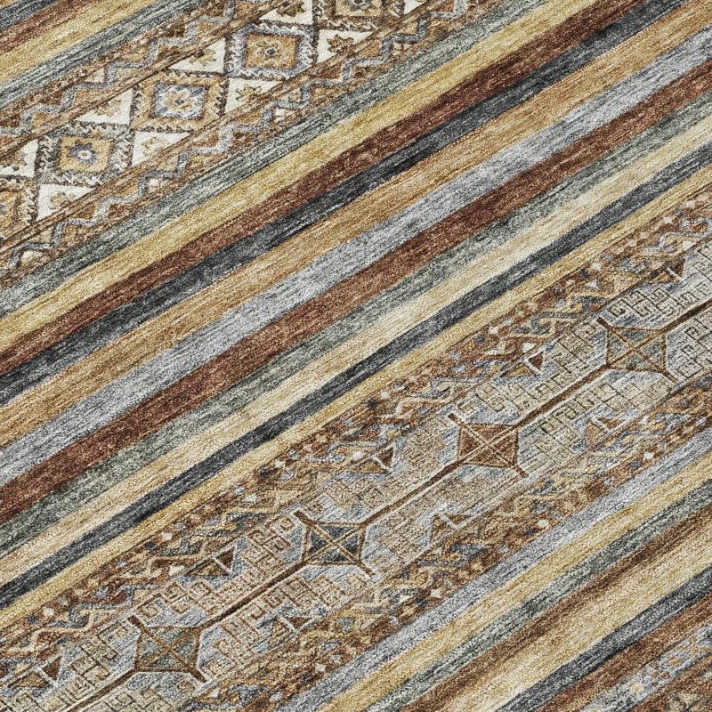 Ysadora Brown Washable Indoor-Outdoor Rug - LOOMLAN, 8' x 8'