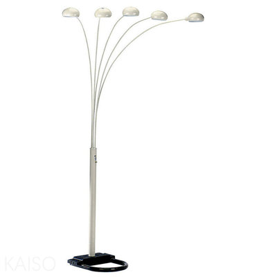 Lampe sur pied de 84 po en métal avec finition blanche et 5 accoudoirs réglables