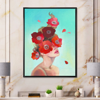 Portrait floral de femme - œuvre d'art sur toile Glam