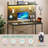 Nedyo 39''W LED Gaming Desk with Hutch and Pegboard, Computer Home Office desks with Power outlet and Shelf-1382720697
