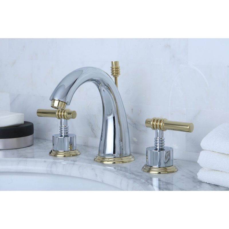 Robinet de salle de bain espacé Kingston, Chrome poli / Laiton poli