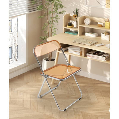 Chaise pliante en plastique transparente minimaliste et élégante, adaptée aux chaises de salle à manger intérieure / extérieure, avec rebord de protection pour la stabilité et la résistance au glissement