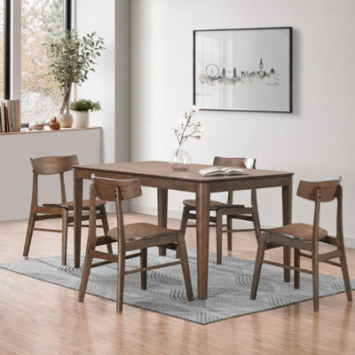 Solid Wood Dining Set with Sculpted Chairs
