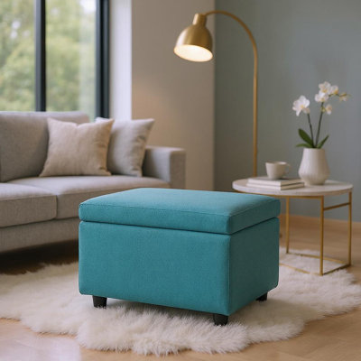 Linen-look Storage Ottoman With Hidden Compartment, 24.8"x16.93"