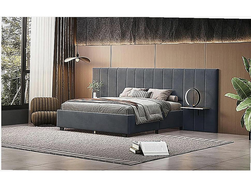 Lit avec plateforme et tête de lit rembourrés, meubles de chambre à coucher