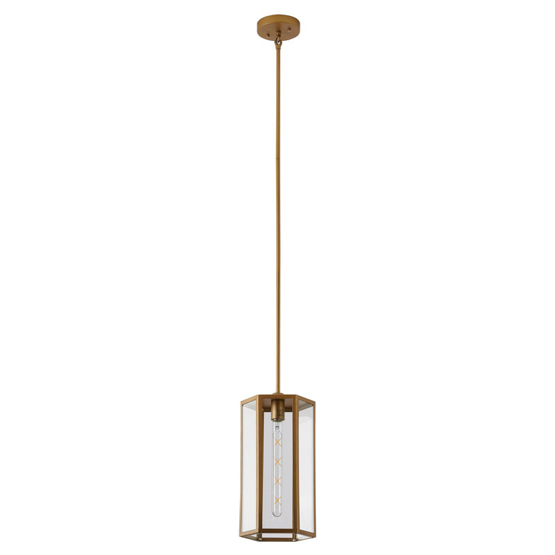 1-Light Brass Outdoor Pendant With A Clear Glass Shade, Brass