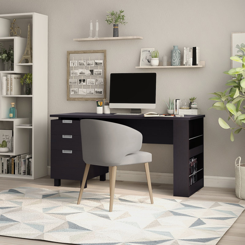 Newsoms 59"W Computer Desk with 3 Drawers and Shelves