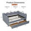 Lit de jour Gingham avec 2 tiroirs de rangement et port USB, forme ondulée-728224158-728224157