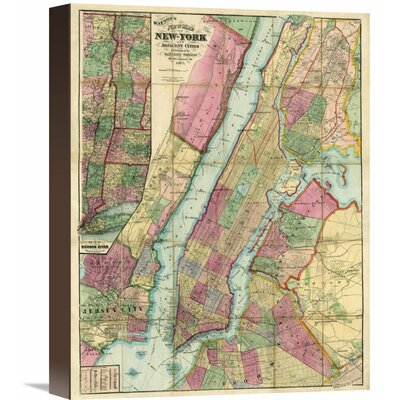 Map of New York and Adjacent Cities, 1874 Graphic Art Print on Wrapped Canvas -  Global Gallery, GCS-295406-16-144