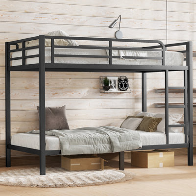 Metal Twin XL Over Twin XL Bunk Bed For Teens And Adults,Space-Saving/Noise Reduced/No Box Spring Needed, Black