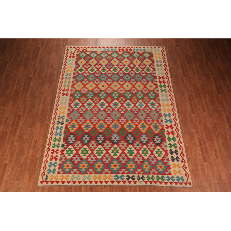 Tapis oriental kilim à tissage plat 8 x 11