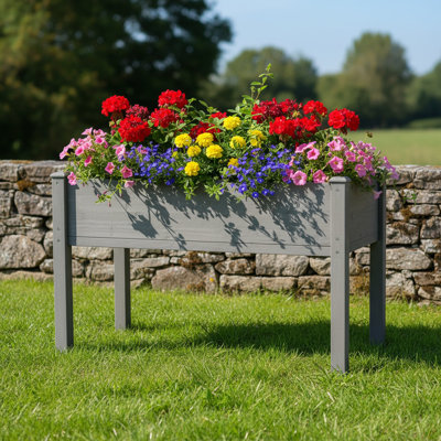 Lit de jardin surélevé de 30 po de hauteur, pot à fleurs surélevé 48 po x 24 po avec doublure pour légumes et herbes