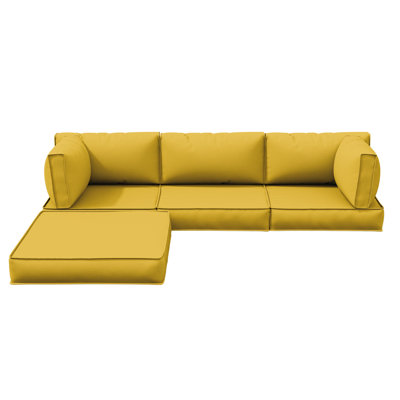 Outdoor 4" Thick Replacement Cushion Set Seat/Back Cushion (Set Of 3 Seats , 3 Backs , 2 Short Backs , 1 Footrest)
