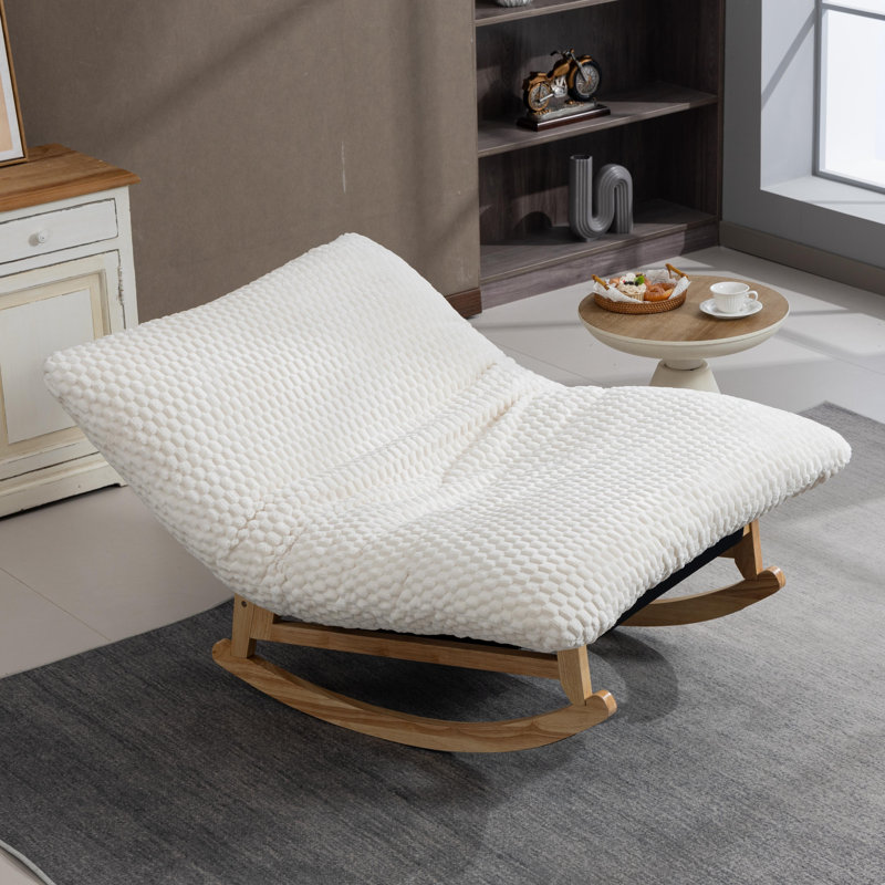 Fauteuil berçant adulte en velours côtelé, Blanc antique