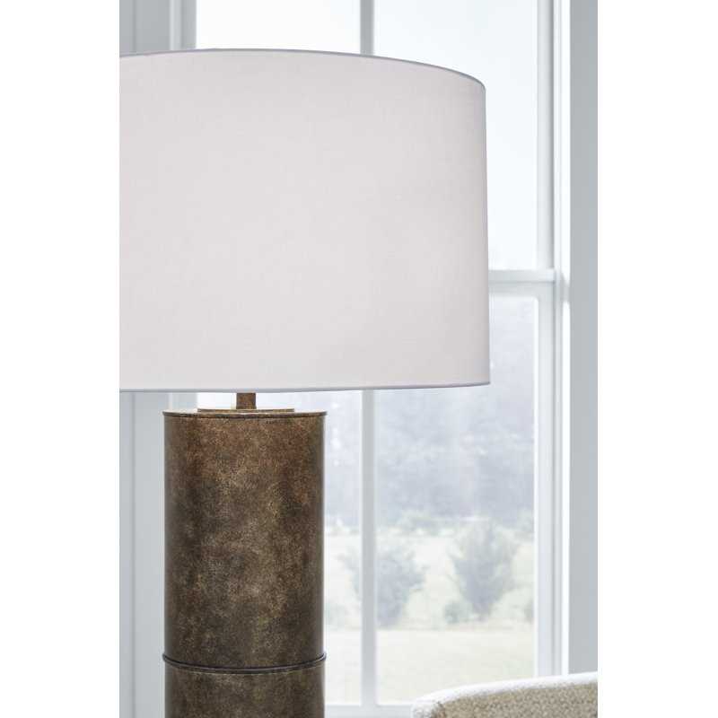 Jebson Dark Bronze Adjustable Metal Floor Lamp with Fabric Shade