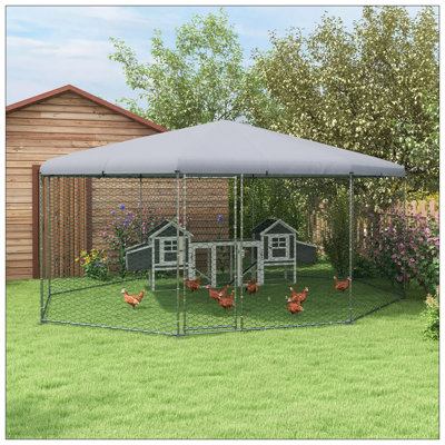 Grand poulailler en métal avec couvercle imperméable et anti-UV, cage à volaille pour poulets, canards et lapins, idéal pour l'extérieur et la ferme