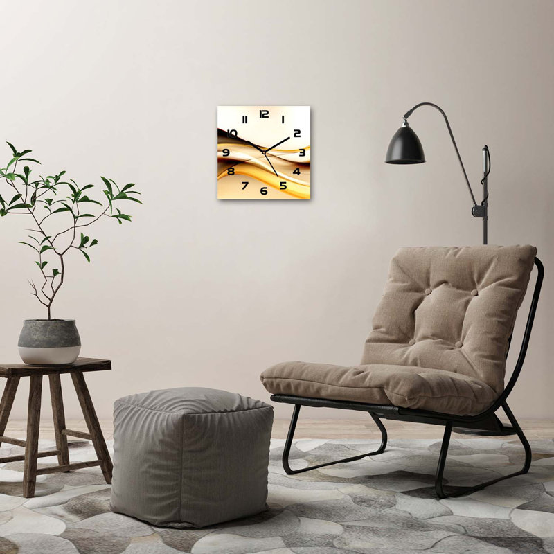 Idala Glass Wall Clock, Black/Yellow/Beige