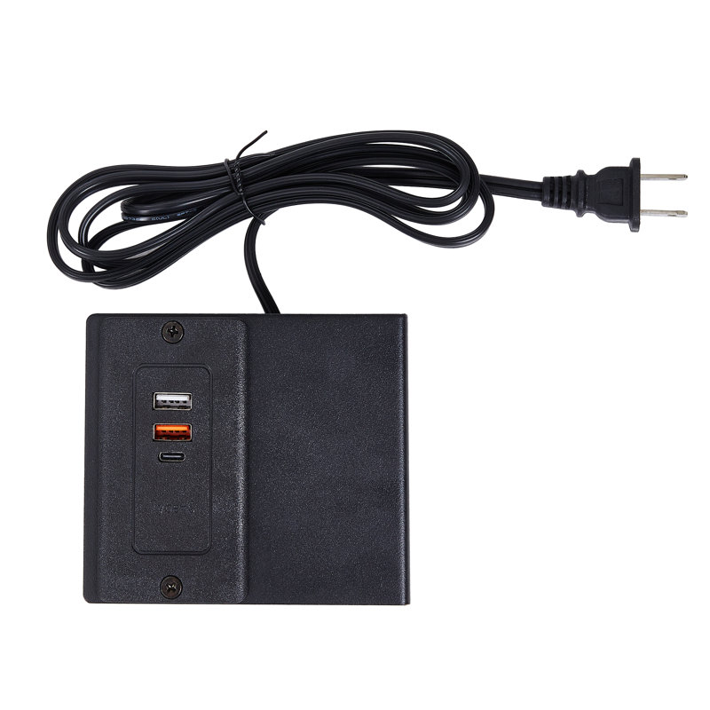 Protecteur de surtension Power Strip avec 2 ports USB et 1 port de type C, rallonge de sortie pour la maison de voyage