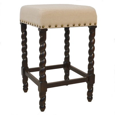 Chaise 30 po en similicuir noir et bois massif sans dossier avec repose-pieds