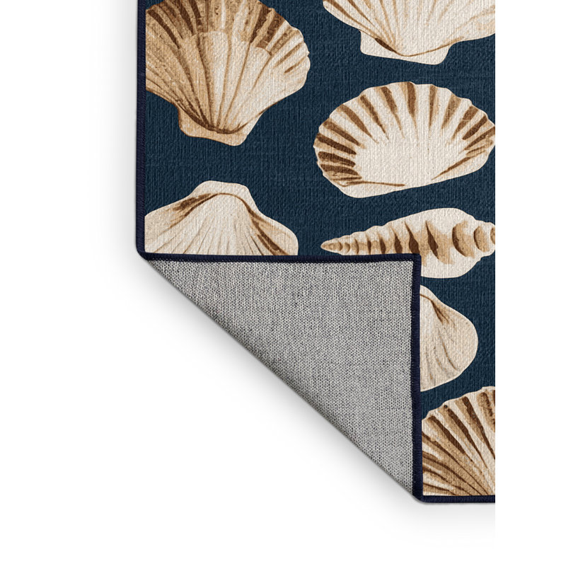 Washable Shell Clusters Hawaiian Area Rug, Square 7'