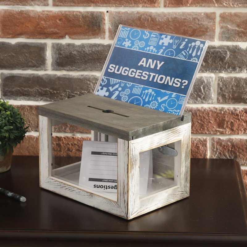 Solid Wood Drop Box w/ Chalkboard Sign