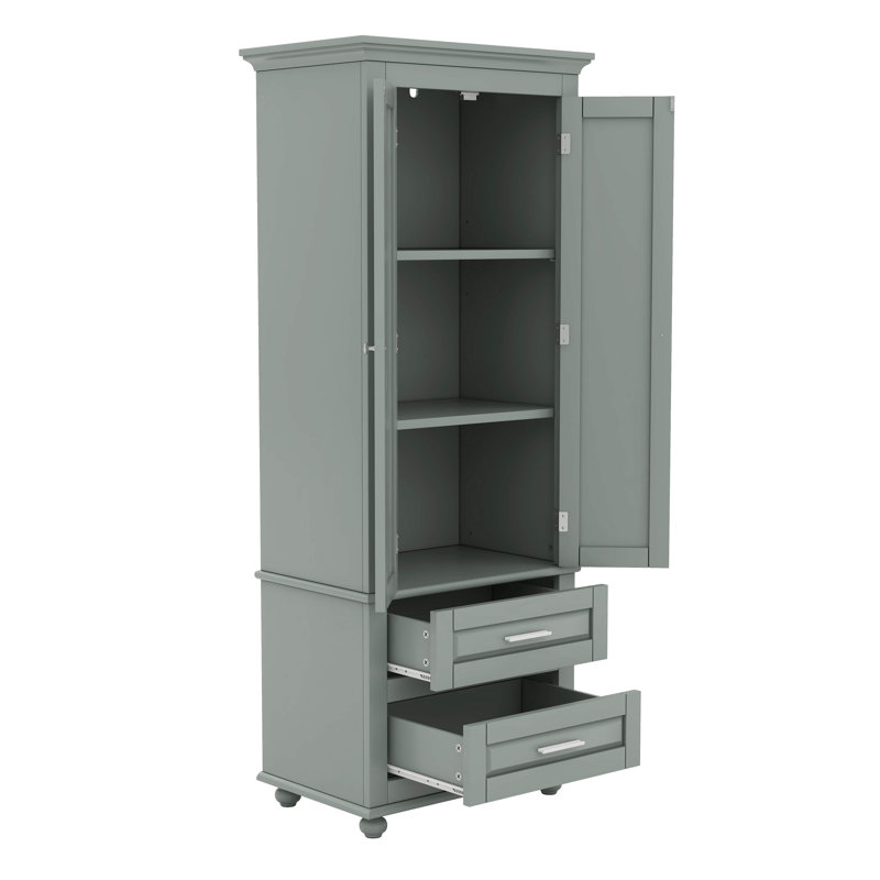 Armoire de rangement haute avec 2 tiroirs, Gris