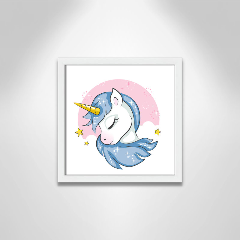 Impression sur papier Sparkly Unicorn, H 12 po x l 12 po x P 1,18 po, Encadré de boîte blanc