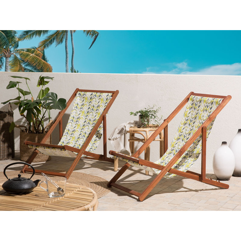 Dalmazio Folding Deck Chair, Brown, Geometric 1