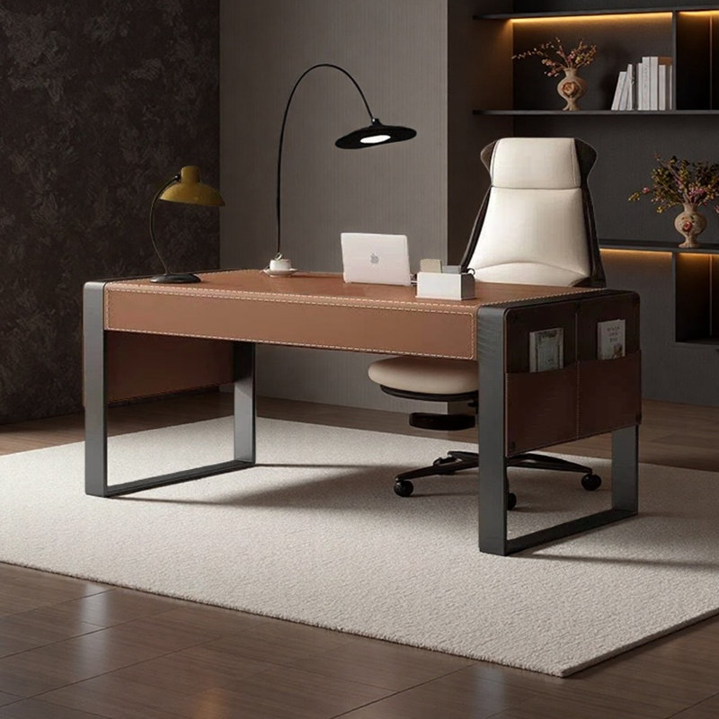 Bureau simple et luxueux, Brun, H 29,53 po x l 62,99 po x P 27,56 po