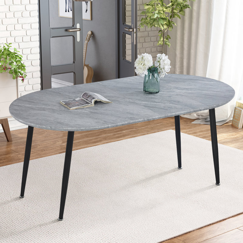 Extensible Dining Table, Black, Gray
