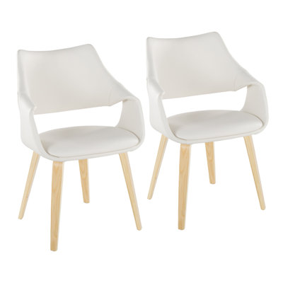 Arshad Highback Upholstered Chair With Bent Wood Legs - Set Of 2
