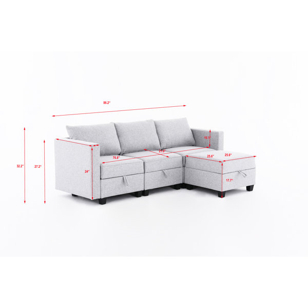 Latitude Run® Small Sectional Modular L Shaped 3 Seater Convertible ...