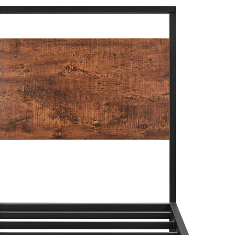 Lit plateforme rustique en métal, Simple, Acajou