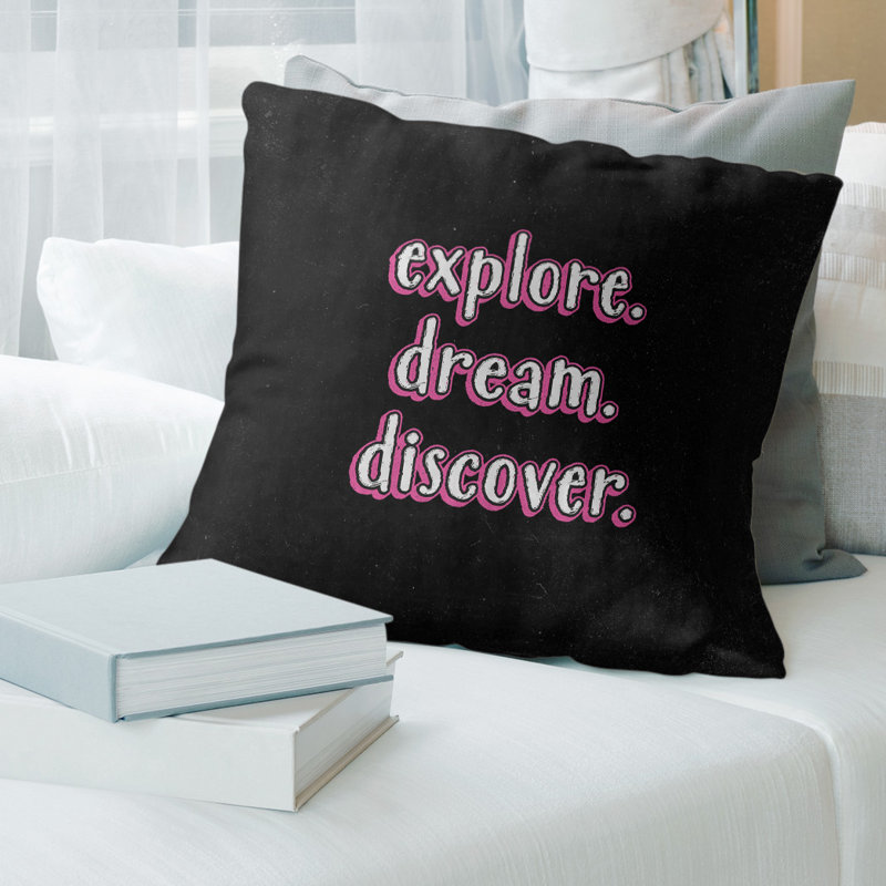 Reversible Throw Pillow, 14" x 14", Pink, Polyester