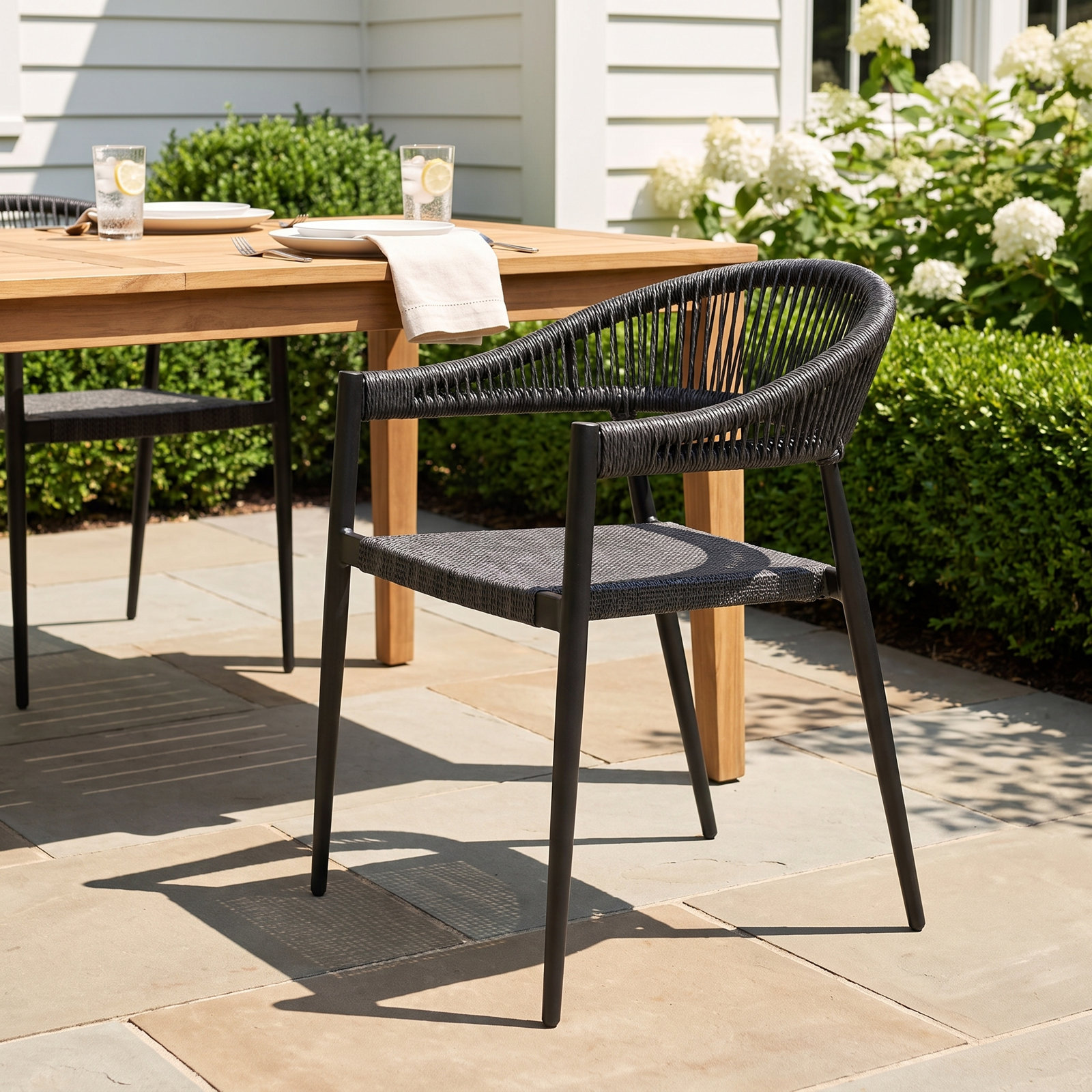 Stackable Patio Armchair, Black