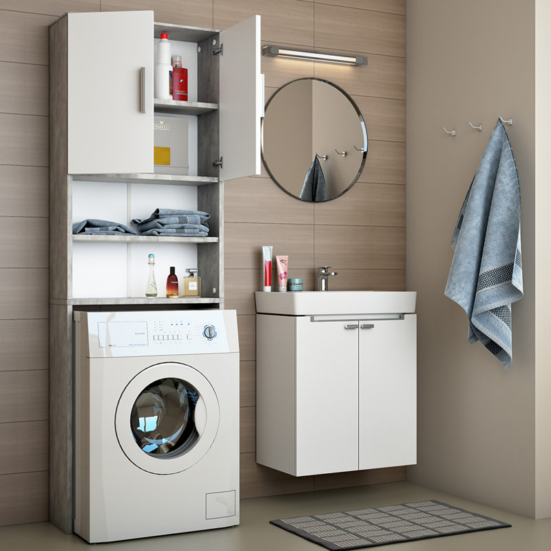 Vierra Back To Wall Toilet Unit, Grey/Brown/Blue