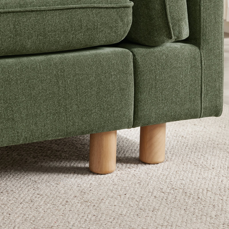 Canapé modulaire rembourré 5 pièces avec base en bois massif l 126,8 po Solena, Polyester vert