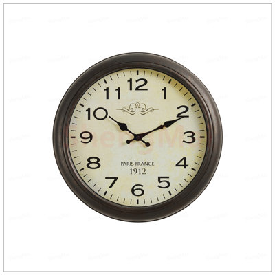 16inch Round Transitional Wall Clock with Antique Brown Finish and Accurate Quartz Movement for Elegant Home Decor