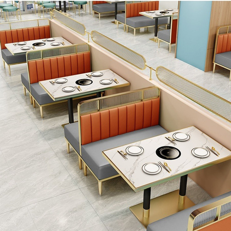 Banc rembourré en similicuir Light Luxury, Orange / gris clair