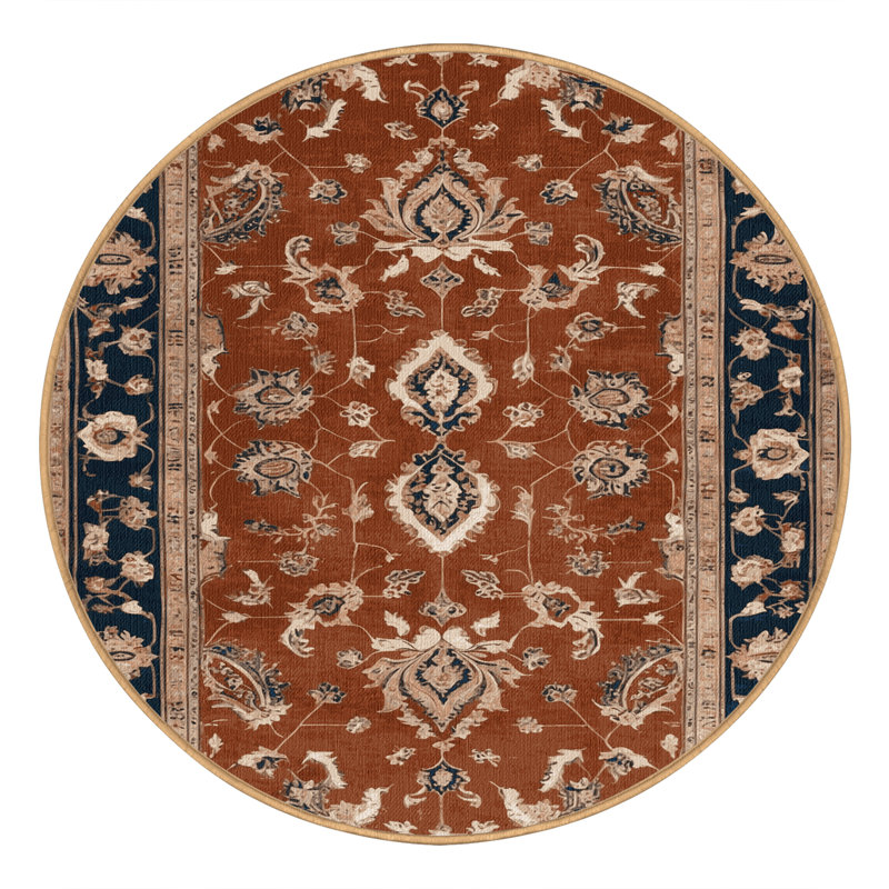 Tapis brun lavable à la machine, Rond 3 pi