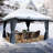 Kozyard Alexander Gray Double Roof Hardtop Gazebo with Privacy Curtain Mosquito Netting-86724632