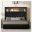 Structure de lit double capitonnée en velours avec port USB, veilleuse et tête de lit à oreilles