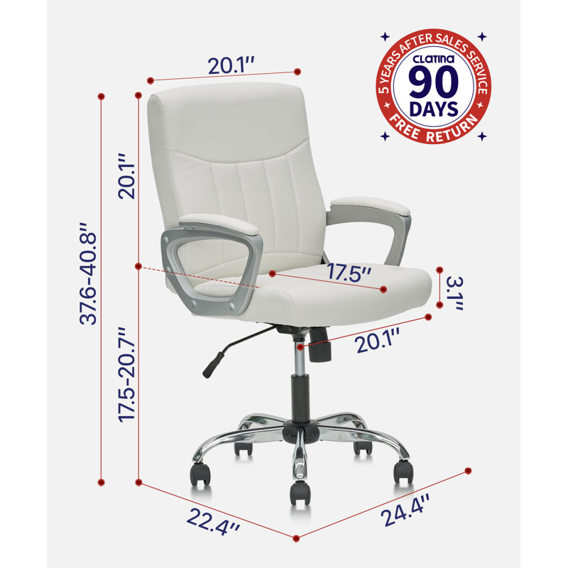 Fauteuil de direction CLATINA, Blanc, Noir / argent